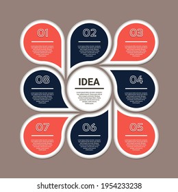 Vector circle infographic. Template for cycle diagram, graph, presentation and round chart. Business concept with 8 options, parts, steps or processes. Abstract background.
