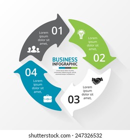 Vector circle infographic. Template for cycle diagram, graph, presentation and round chart. Business concept with 4 options, parts, steps or processes. Abstract background.
