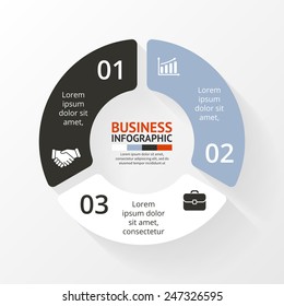 Vector circle infographic. Template for cycle diagram, graph, presentation and round chart. Business concept with 3 options, parts, steps or processes. Abstract background.