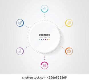 Vector circle infographic. Template for cycle diagram, graph, presentation and round chart. Business concept with 6 options, parts, steps or processes. 