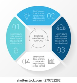 Vector Circle Infographic. Template For Cycle Diagram, Graph, Presentation And Round Chart. Business Concept With 4 Options, Equal Parts, Steps Or Processes. Linear Graphic.