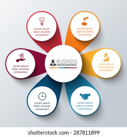 Vector circle infographic. Template for cycle diagram, graph, presentation and round chart. Business concept with options, parts, steps or processes. Data visualization