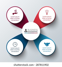 Vector circle infographic. Template for cycle diagram, graph, presentation and round chart. Business concept with 4 options, parts, steps or processes. Data visualization