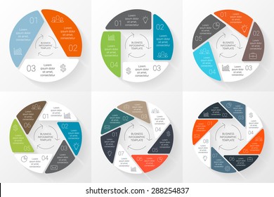 Vector Circle Infographic. Template For Cycle Diagram, Graph, Presentation And Round Chart. Business Concept With 3, 4, 5, 6, 7, 8 Options, Parts, Steps. Linear Info Graphic. Data Visualization.