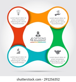 Vector circle infographic. Template for cycle diagram, graph, presentation and round chart. Business concept with 4 options, parts, steps or processes. Data visualization.