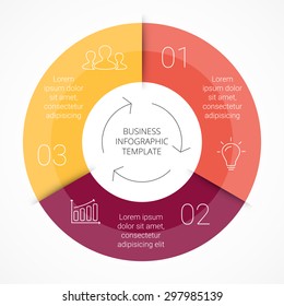 Vector Circle Infographic. Template For Cycle Diagram, Graph, Presentation And Round Chart. Business Concept With 3 Options, Parts, Steps Or Processes. Linear Info Graphic.