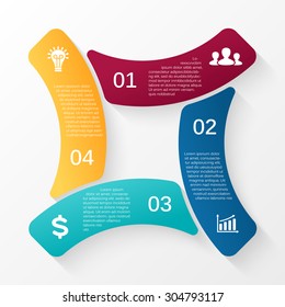 Vector circle infographic. Template for cycle diagram, graph, presentation and round chart. Business concept with 4 options, parts, steps or processes. Abstract logo sign info graphic.