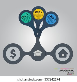 Vector circle infographic. Template for cycle diagram, graph, presentation and round chart. Business concept with 3 options, parts, steps or processes. Data visualization.