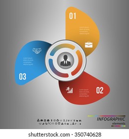 Vector circle infographic. Template for cycle diagram, graph, presentation and round chart. Business concept with 3 options, parts, steps or processes. Data visualization.