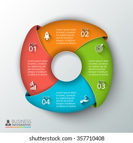 Vector circle infographic. Template for cycle diagram, graph, presentation and round chart. Business concept with 4 options, parts, steps or processes. Data visualization.