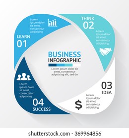 Vector circle infographic. Template for cycle diagram, graph, presentation and round chart. Business concept with 4 options, parts, steps or processes. Abstract geometric blue background.