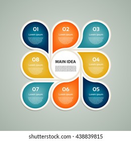 Vector circle infographic. Template for cycle diagram, graph, presentation and round chart. Business concept with 8 options, parts, steps or processes. Abstract background.