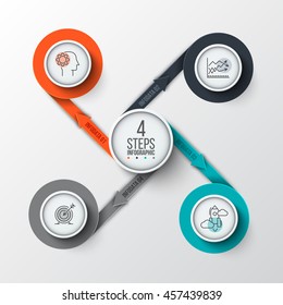 Vector circle infographic. Template for cycle diagram, graph, presentation and round chart. Business concept with 4 options, parts, steps or processes. Data visualization.