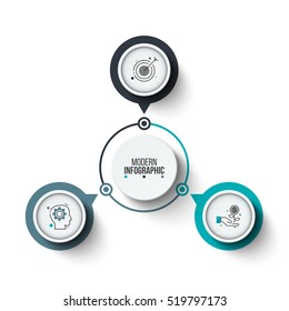 Vector circle infographic. Template for cycle diagram, graph, presentation and round chart. Business concept with 3 options, parts, steps or processes. Stroke icons.