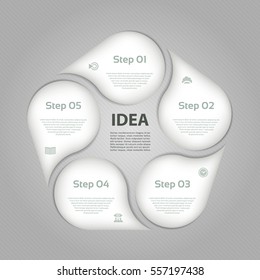 Vector circle infographic. Template for cycle diagram, graph, presentation and round chart. Business concept with 5  options, parts, steps or processes. Abstract background