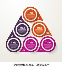Vector circle infographic. Template for cycle diagram, graph, presentation and round chart. Business concept with 6 options, parts, steps or processes. Abstract background.