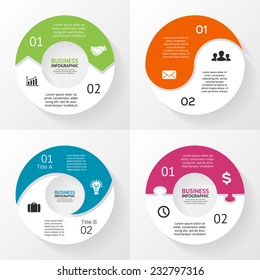 Vector Circle Infographic. Template For Cyclic Diagram, Graph, Presentation And Chart. Business Concept With 2 Options, Parts, Steps Or Processes. Abstract Background.