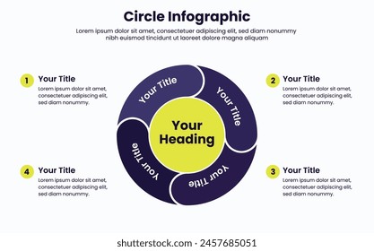 In: Vektorgrafik Circle Infographic. Vorlage für Fahrraddiagramm, Diagramm, Präsentation und Runddiagramm. Geschäftskonzept mit 4, Teilen, Schritten oder Prozessen.