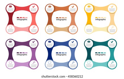 Vector circle for infographic. Template for cycling diagram, graph, presentation and round chart. Business concept with 4 options, parts, steps or processes. Set of different colors