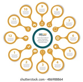 Vector circle for infographic. Template for cycling diagram, graph, presentation and round chart. Business concept with thirteen options, parts, steps or processes.