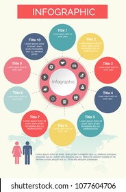 Vector circle infographic. Template for diagram, graph, presentation and chart. Business concept with 8 options, parts, steps or processes. Abstract background.