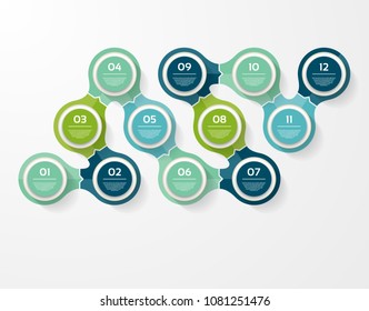 Vector circle infographic. Template for diagram, graph, presentation and chart. Business concept with 12 options, parts, steps or processes. Abstract background.