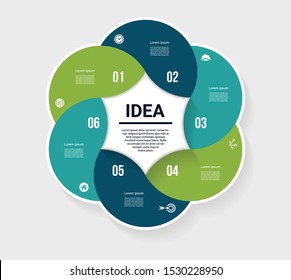 Vector circle infographic. Template for diagram, graph, presentation and chart. Business concept with 6 options, parts, steps or processes. Abstract background