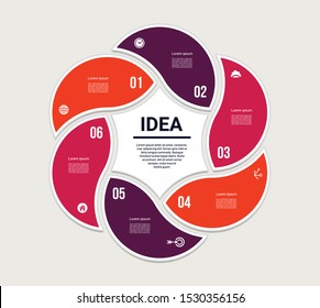 Vector circle infographic. Template for diagram, graph, presentation and chart. Business concept with 6 options, parts, steps or processes. Abstract background