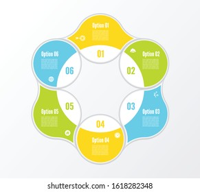 Vector circle infographic. Template for diagram, graph, presentation and chart. Business concept with 6 options, parts, steps or processes. Abstract background