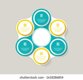 Vector circle infographic. Template for diagram, graph, presentation and chart. Business concept with 6 options, parts, steps or processes. Abstract background