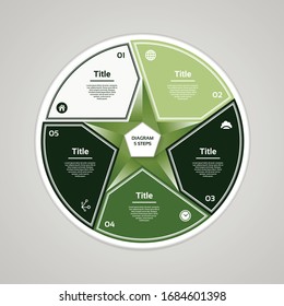 Vector circle infographic. Template for diagram, graph, presentation and chart. Business concept with five options, parts, steps or processes. Abstract background
