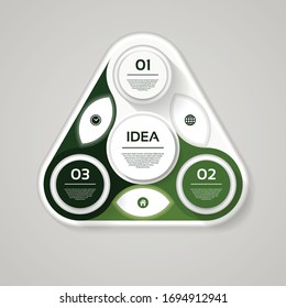 Infografía del círculo vectorial. Plantilla para diagrama, gráfico, presentación y gráfico. Concepto de negocio con tres opciones, partes, pasos o procesos. Antecedentes abstractos
