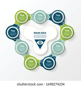 Vector circle infographic. Template for diagram, graph, presentation and chart. Business concept with 9 options, parts, steps or processes. Abstract background