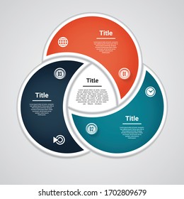 Vector Circle Infographic. Template For Diagram, Graph, Presentation And Chart. Business Concept With Three Options, Parts, Steps Or Processes. Abstract Background