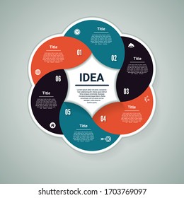 Vector circle infographic. Template for diagram, graph, presentation and chart. Business concept with 6 options, parts, steps or processes. Abstract background