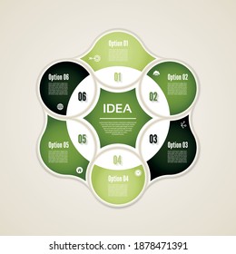 Vector circle infographic. Template for diagram, graph, presentation and chart. Business concept with 6 options, parts, steps or processes. Abstract background