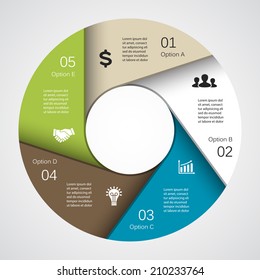 Vector circle infographic. Template for diagram, graph, presentation and chart. Business concept with five options, parts, steps or processes. Abstract background.