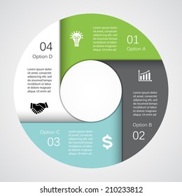 Vector circle infographic. Template for diagram, graph, presentation and chart. Business concept with four options, parts, steps or processes. Abstract background.