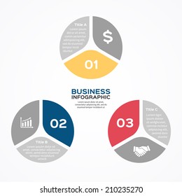 Infografía del círculo vectorial. Plantilla para diagrama, gráfico, presentación y gráfico. Concepto de negocio con tres opciones, partes, pasos o procesos. Antecedentes abstractos.