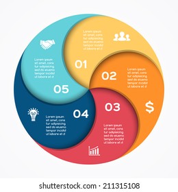 Vector circle infographic. Template for diagram, graph, presentation and chart. Business concept with 5 options, parts, steps or processes. Abstract background.