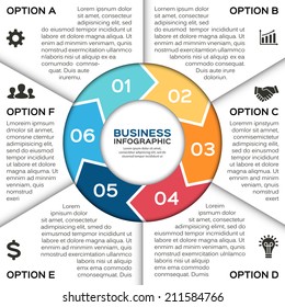 Vector circle infographic. Template for diagram, graph, presentation and chart. Business concept with 6 options, parts, steps or processes. Abstract background.