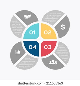 Vector circle infographic. Template for diagram, graph, presentation and chart. Business concept with 4 options, parts, steps or processes. Abstract background.