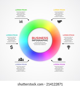 Vector circle infographic. Template for diagram, graph, presentation and chart. Business concept with 6 options, parts, steps or processes. Abstract background.