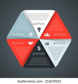 Vector circle infographic. Template for diagram, graph, presentation and chart. Business concept with 6 options, parts, steps or processes. Abstract background.