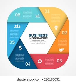 Vector circle infographic. Template for diagram, graph, presentation and chart. Business concept with 6 options, parts, steps or processes. Abstract background.