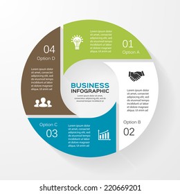 Vector Circle Infographic. Template For Diagram, Graph, Presentation And Chart. Business Concept With 4 Options, Parts, Steps Or Processes. Abstract Background.