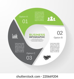 Vector circle infographic. Template for diagram, graph, presentation and chart. Business concept with 3 options, parts, steps or processes. Abstract background.