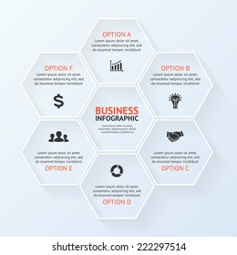 Vector circle infographic. Template for diagram, graph, presentation and chart. Business concept with 6 options, parts, steps or processes. Abstract background.