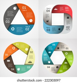 Vector circle infographic. Template for diagram, graph, presentation and chart. Business concept with 3, 4, 5, 6, options, parts, steps or processes. Abstract background.