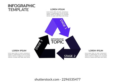 Infografía del círculo vectorial. Plantilla para diagrama, gráfico, presentación y gráfico. Concepto de negocio con 3 opciones, partes, pasos o procesos. Antecedentes abstractos.